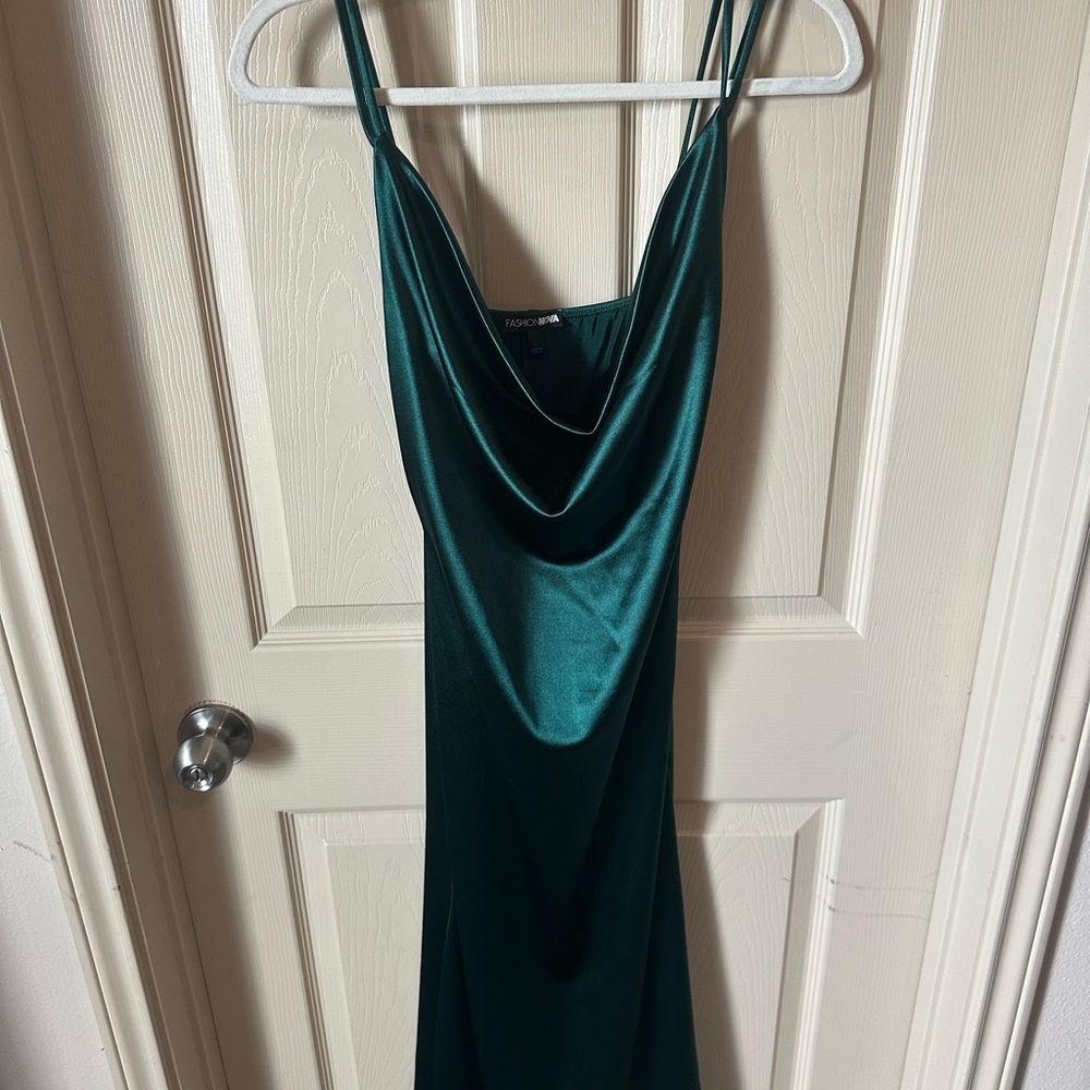 Elegant Green Satin Dress